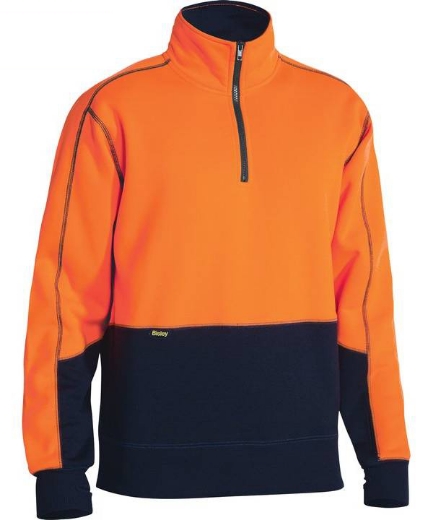 Picture of Bisley, Hi Vis Fleece 1/4 Zip Pullover